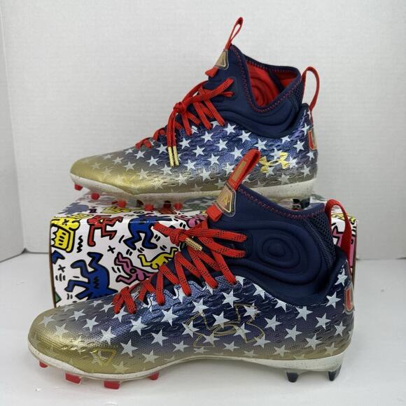 Under Armour Spotlight Lux MC LE USA Stars Men Sz 11 Football Cleats 3025366-100 main image 10